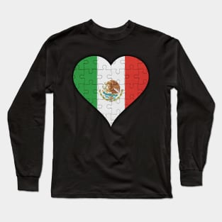 Mexican Jigsaw Puzzle Heart Design - Gift for Mexican With Mexico Roots Long Sleeve T-Shirt